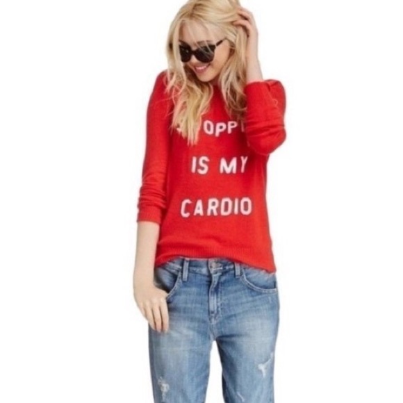 LAST CHANCE | Wildfox White Label Shopping is My Cardio Angora Blend Red Sweater - Picture 2 of 9